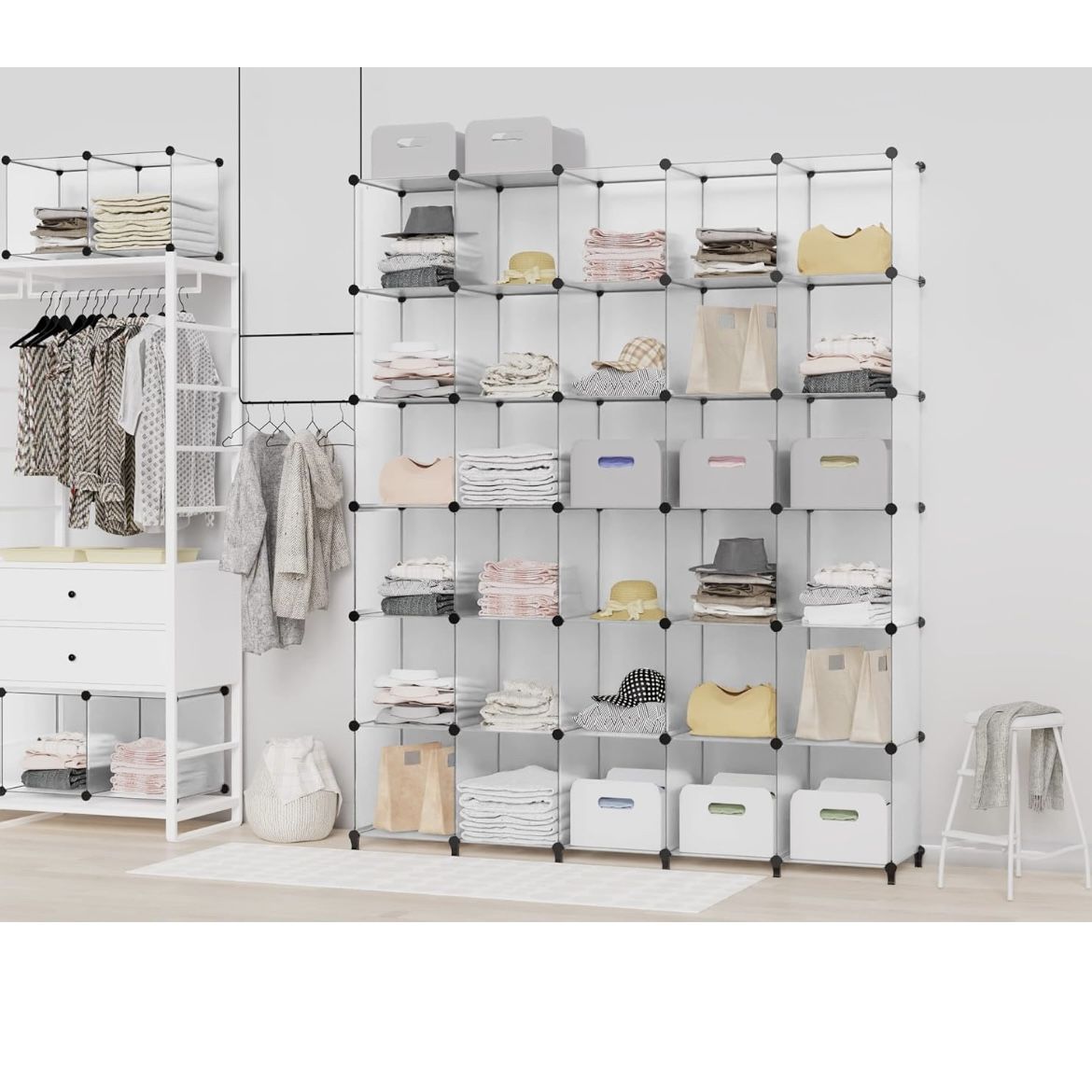 HOMIDEC Closet Organizer, 12-Cube Closet Organizers and Storage, Portable Cube Storage Organizer, Closet Shelves for Kids, Closet, Bedroom, Bathroom,