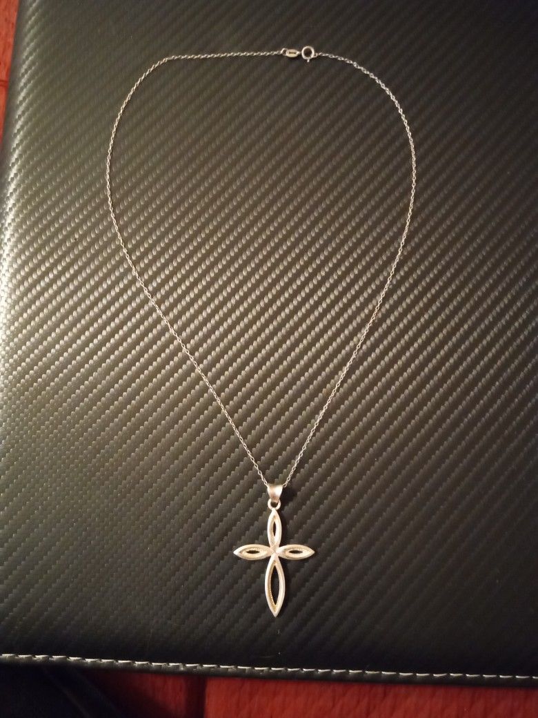 VTG BSI NF 925 Italy Sterling Silver Cross Pendant 19" Necklace made in Thailand