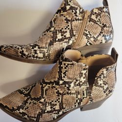 Women's Faux Leather Snake Skin Ankle Boots 6.5