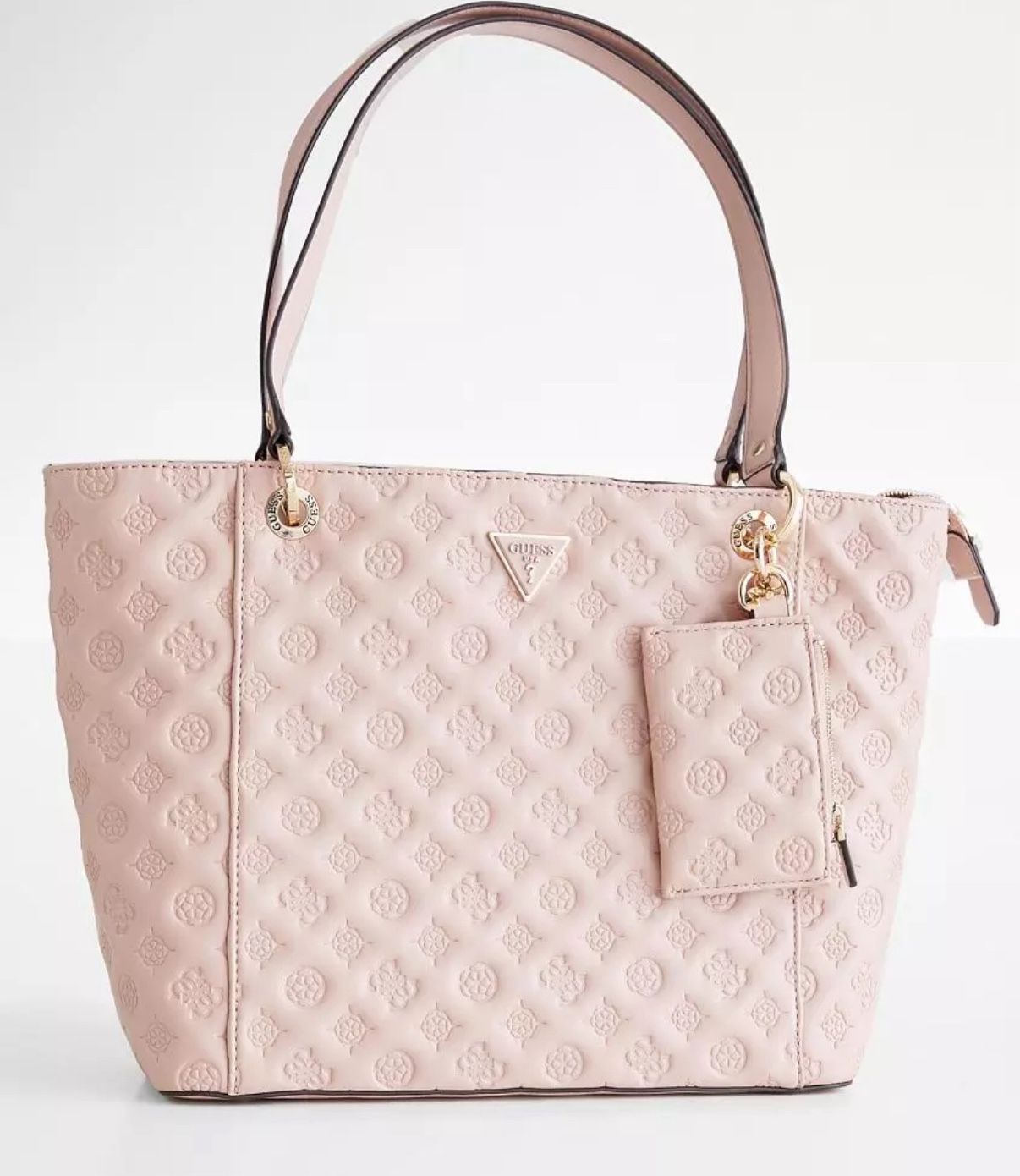 Guess Noelle Elite Embossed Logo Tote Bag in Blush Pink