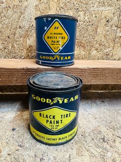 Vintage FirestoneGoodYear Black & White Tire Paint Cans lot of 2