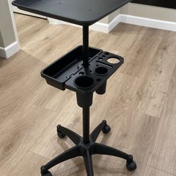 Salon Tray Cart with Extra Storage Space, Rolling Tray on Wheels, Metal Stations for Hair Stylist, Height Adjustable Instrument