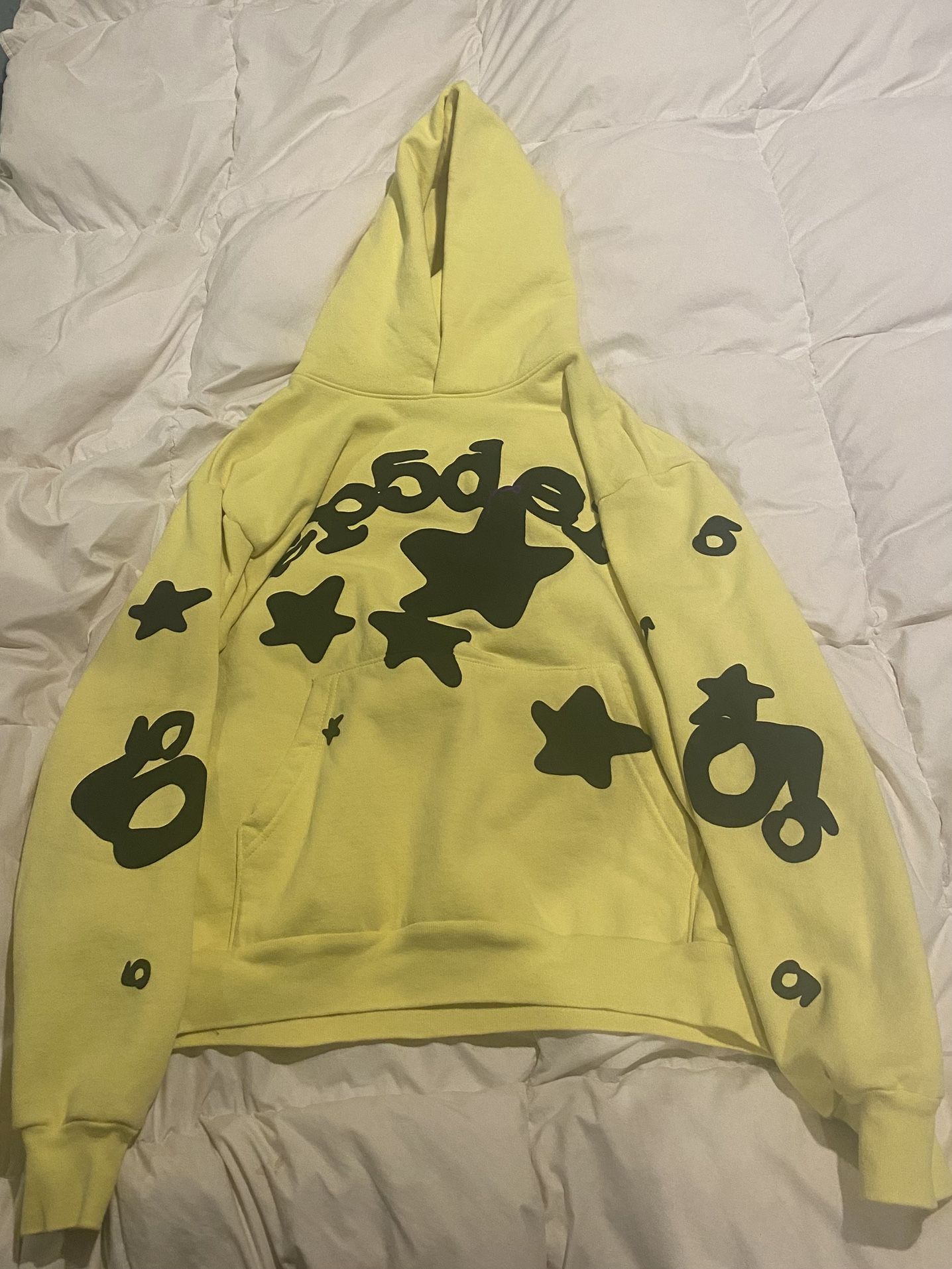 Yellow beluga Sp5der hoodie