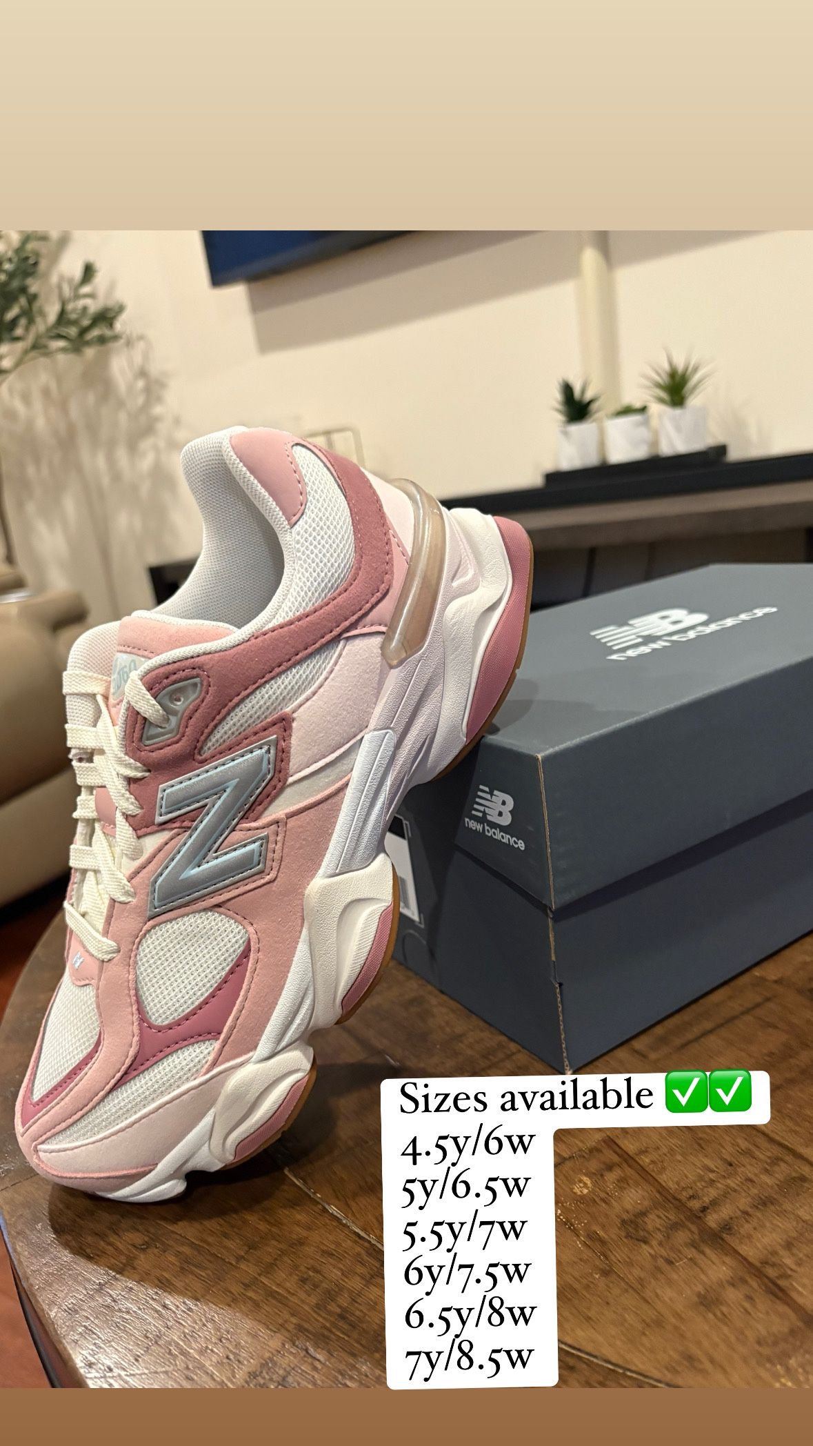 New Balance 9060 Rose Pink GS 4.5y 5y 5.5y 6y 6.5y & 7y