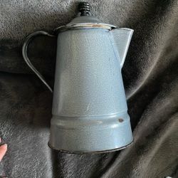Gray Vintage Enamel Water Kettle Water Pot 