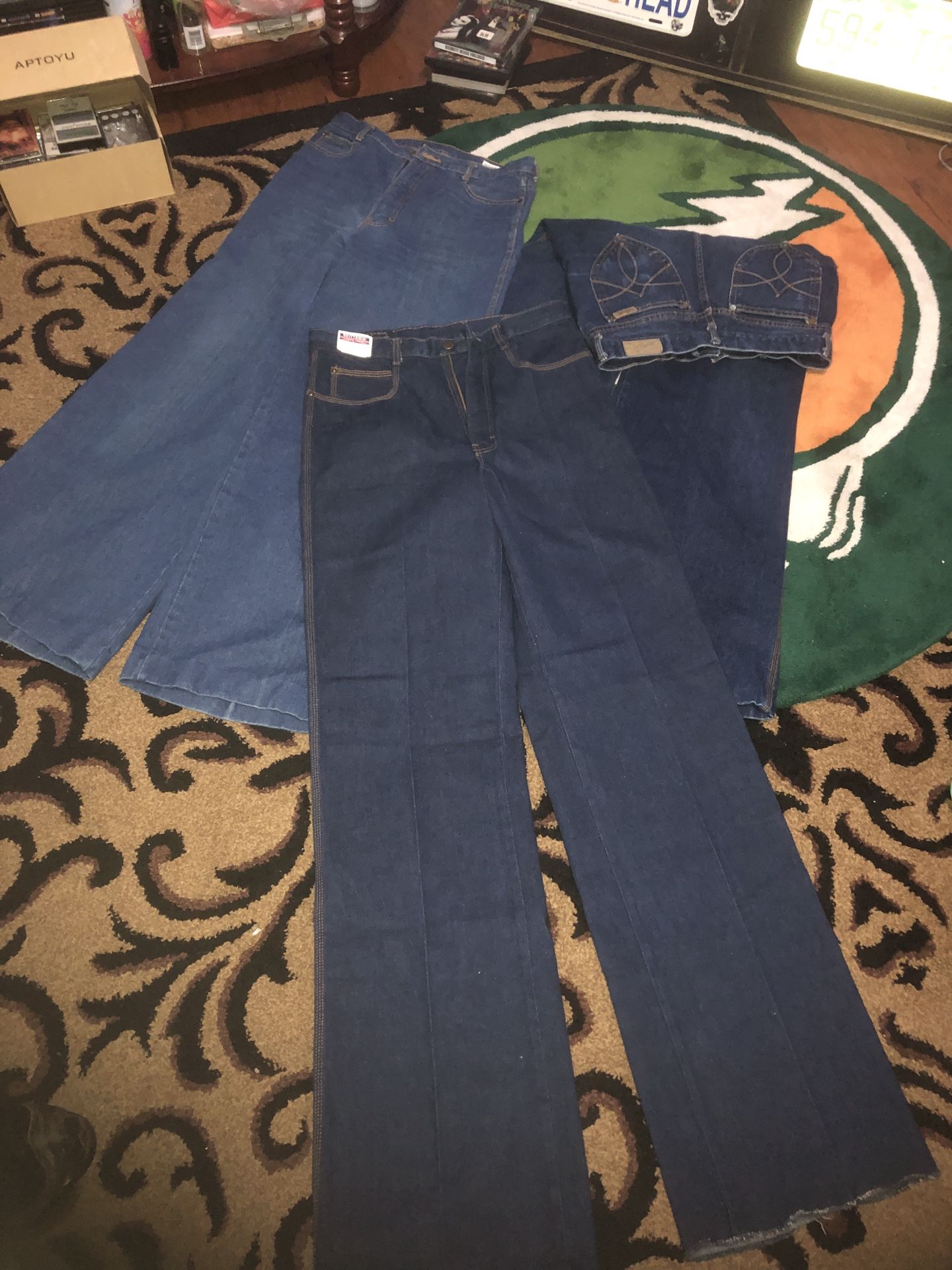 Vintage 1970s Brittania Flare Wide Disco Jeans 33 Long NEW!