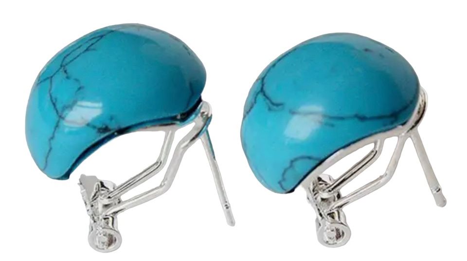 Lady's generous Natural Turquoise 925 silver Inlay   Earrings