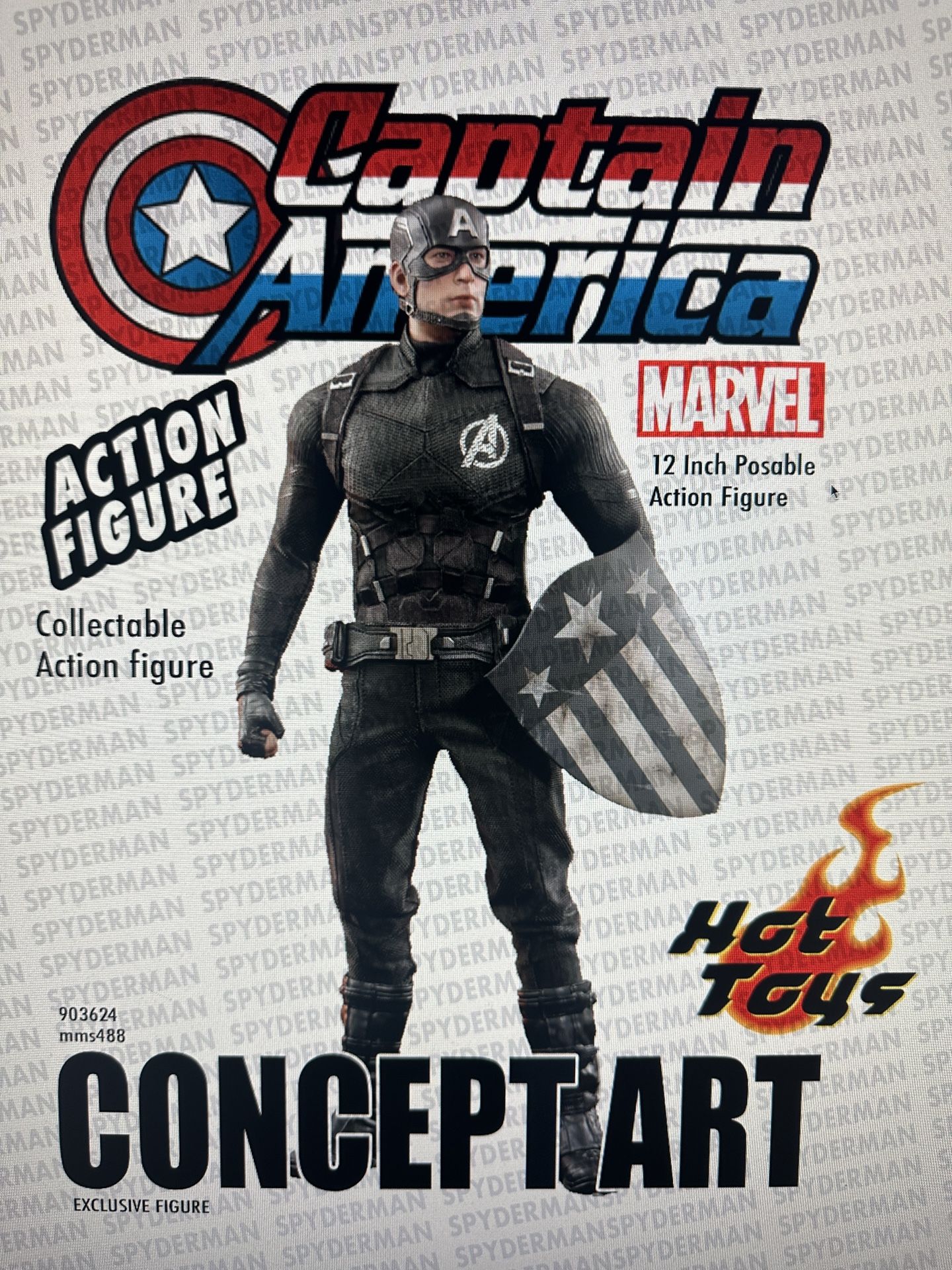 Captain America Concept Art Collectible Sixth Scale Figure Hot Toys.  Mms488