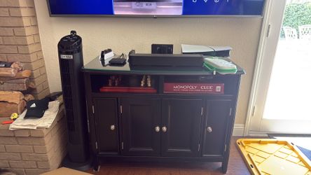 TV stand real wood with glass