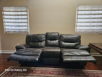 3 Seater Manual Recliner Leather Sofa