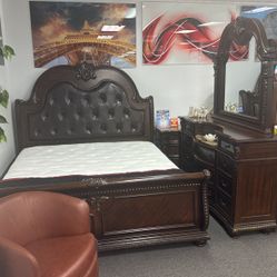 Bedroom Furniture Special🤑Beautiful Chocolate Solid Wood 5pc Bedroom Furniture Set Available Only $1799✅