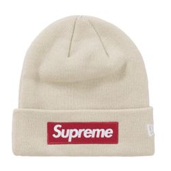 Supreme x New Era Box Logo Beanie Stone