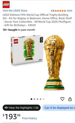 LEGO Editions FIFA World Cup Official Trophy Building Set, New never opened