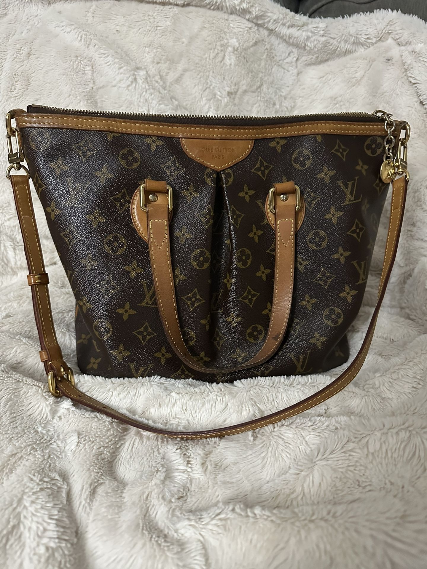 Louis Vuitton LV Tote Bag Purse Palermo PM Brown Monogram