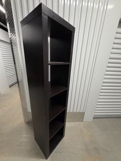Tall Narrow Dark Brown Bookcase 5-Shelf