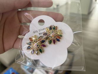 Rainbow Crystal Stone Sunflower Ear Ring