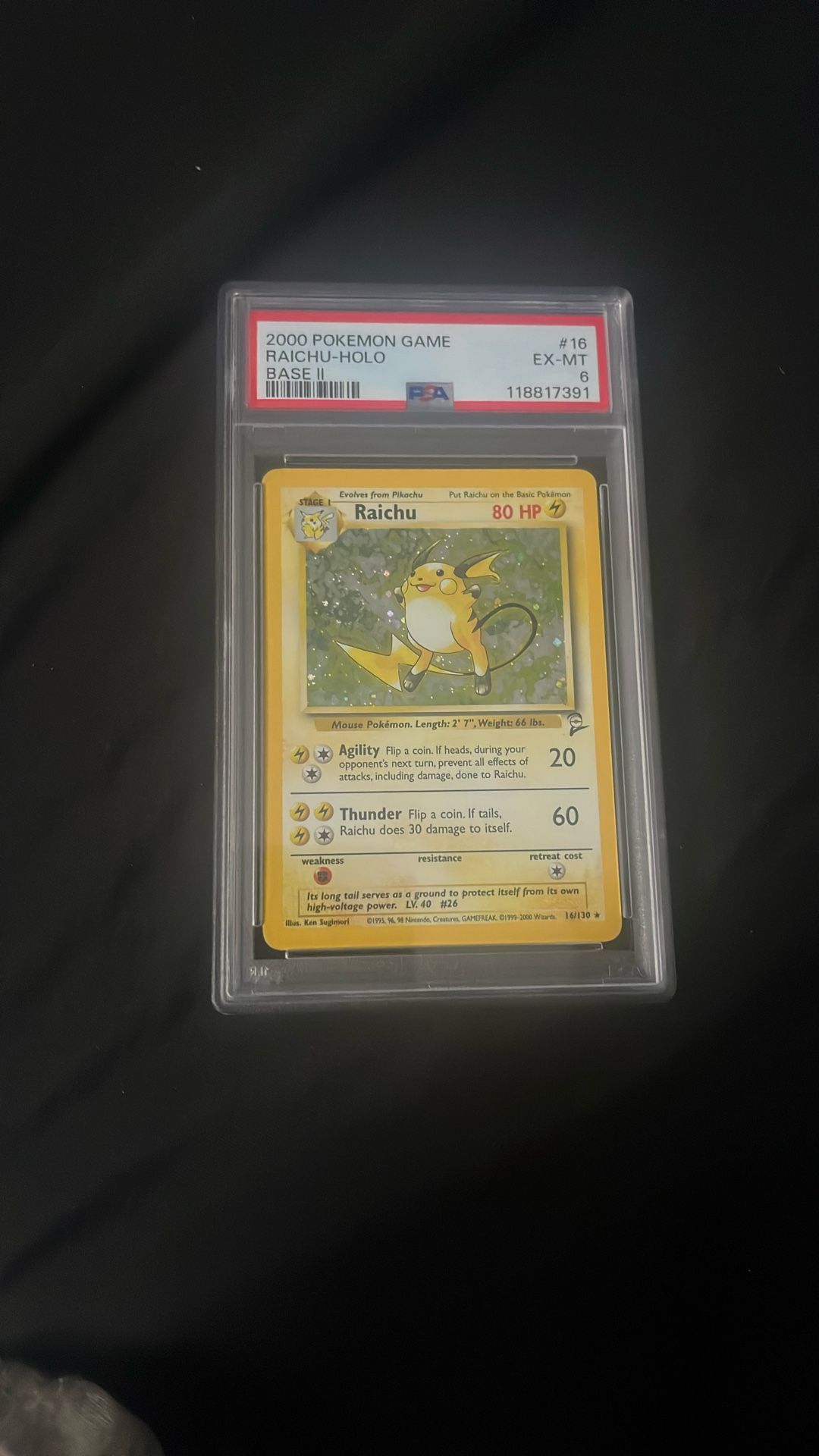 Raichu Holo Base II PSA6