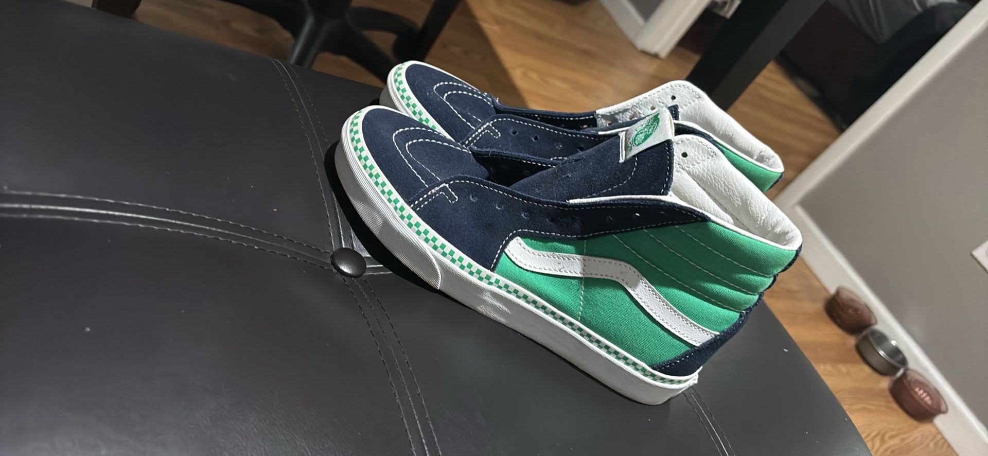 Navy Blue and Green Vans