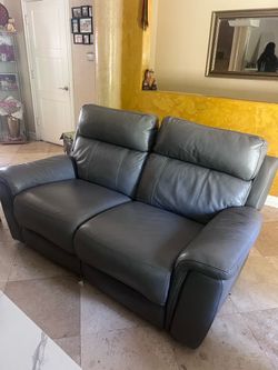 Grey leather sofa