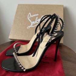 Christian Louboutin So Me Black Sandals with Rockstuds - 100mm - Size 37
