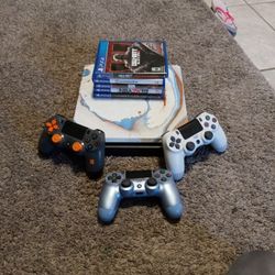 Ps4 With 3 Controls ,Charger For Controls , HDMI Cord And Multiple Games