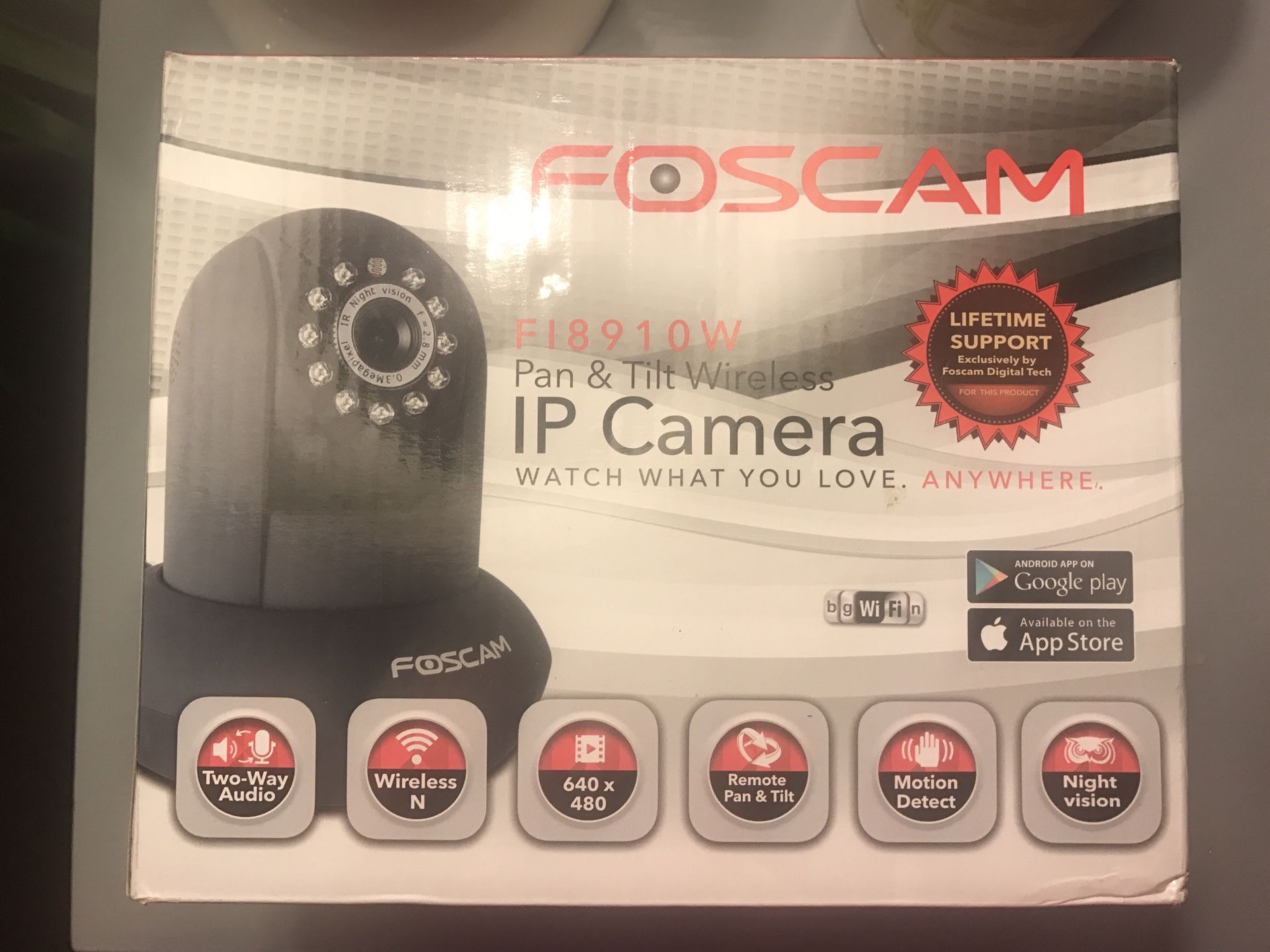 Foscam pan and tilt wireless IP camera.