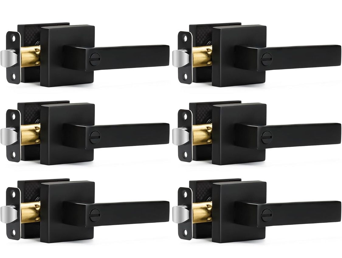 6 Pack Matte Black Door Handles Privacy Door Levers Q(10)