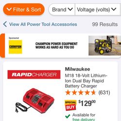 Dual Milwaukee M18 Rapid Charger $100