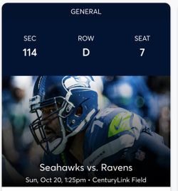 Seahawks vs Baltimore Ravens - only 4 rows from the Field!