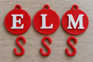 Personalized Initial Christmas Ornaments, Set of 3 with Printed Hooks, Custom Colors