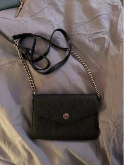 Michael Kors Black Signature Crossbody Wallet on Chain (WOC) Bag