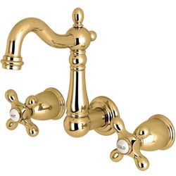 Kingston Brass Heritage Faucet, 4-3/4" in Spout Reach, Polished Brass, Wall Mount 