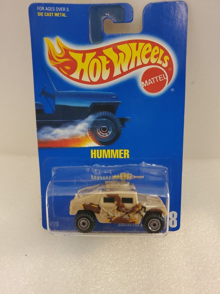 1991 Hot Wheels Light Tan Camo Hummer #188 1:64 Scale Diecast Vintage Blue Card