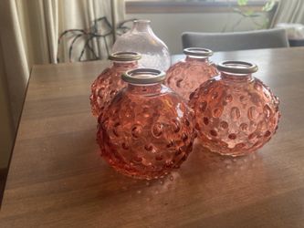Pink bud vases (5x)