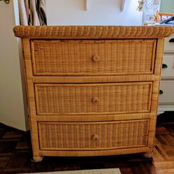 Vintage Wicker Chest of Drawers
