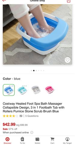 New Heated Foot Spa Bath Massager Collapsible Design, 3 in 1 Footbath Tub with Rollers Pumice Stone