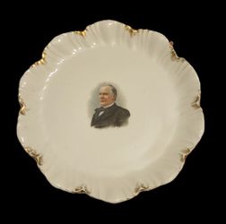 President William McKinley Vintage Canton China Semi Vitreous Gold Leaf Plate in ***MINT CONDITION*** 