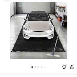 Garage Floor Mat 7'9" x 18', Heavy Duty 1300D PVC Containment Mat with Floor Squeegee, Waterproof Protection from Snow, Rain and Mud for Cars, Black