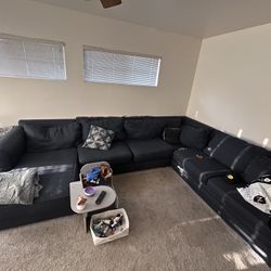 Navy Blue L Shape Couch 