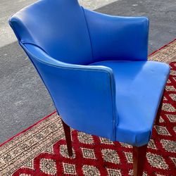 Mid Century Modern Blue Chair & Ottoman