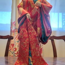 Vintage Japanese Geisha Doll With Red Kimono
