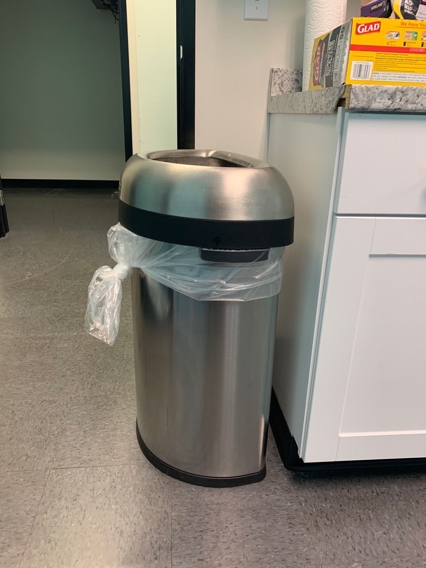 Tall industrial kitchen trash can
