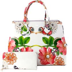 Three piece white handbag