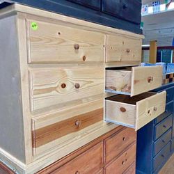 Large 6 Drawer Natural Pine Finish 