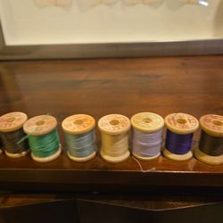 Vintage Belding Corticelli Wooden Thread Spools – Jewel Tone & Neutral Lot (8 pcs)