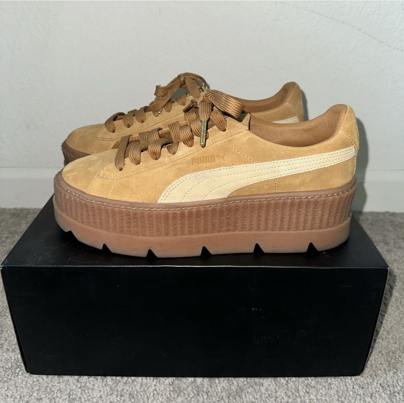 Women's US Puma x Fenty Cleated Suede Creeper in Golden Brown