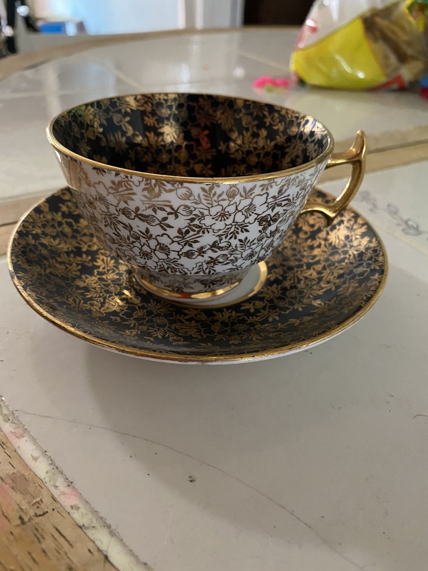 Staffordshire house bone China tea cup and saucer gold