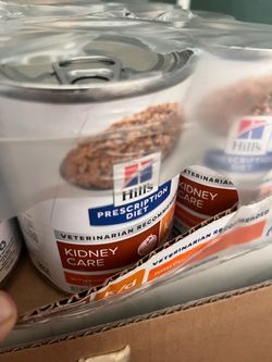 12 cans of Hill kidney dog food.