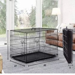 Vibrant Life Double Door Metal Wire 42" Dog Crate, Leak-Proof Pan and Divider for Dogs Upto 90 lb