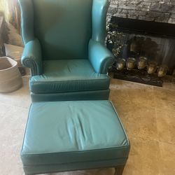 Ethan Allen Share And Ottoman Full Leather